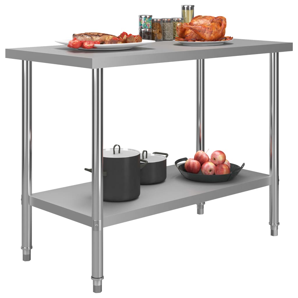 NNEVL Kitchen Work Table 120x60x85 cm Stainless Steel-1