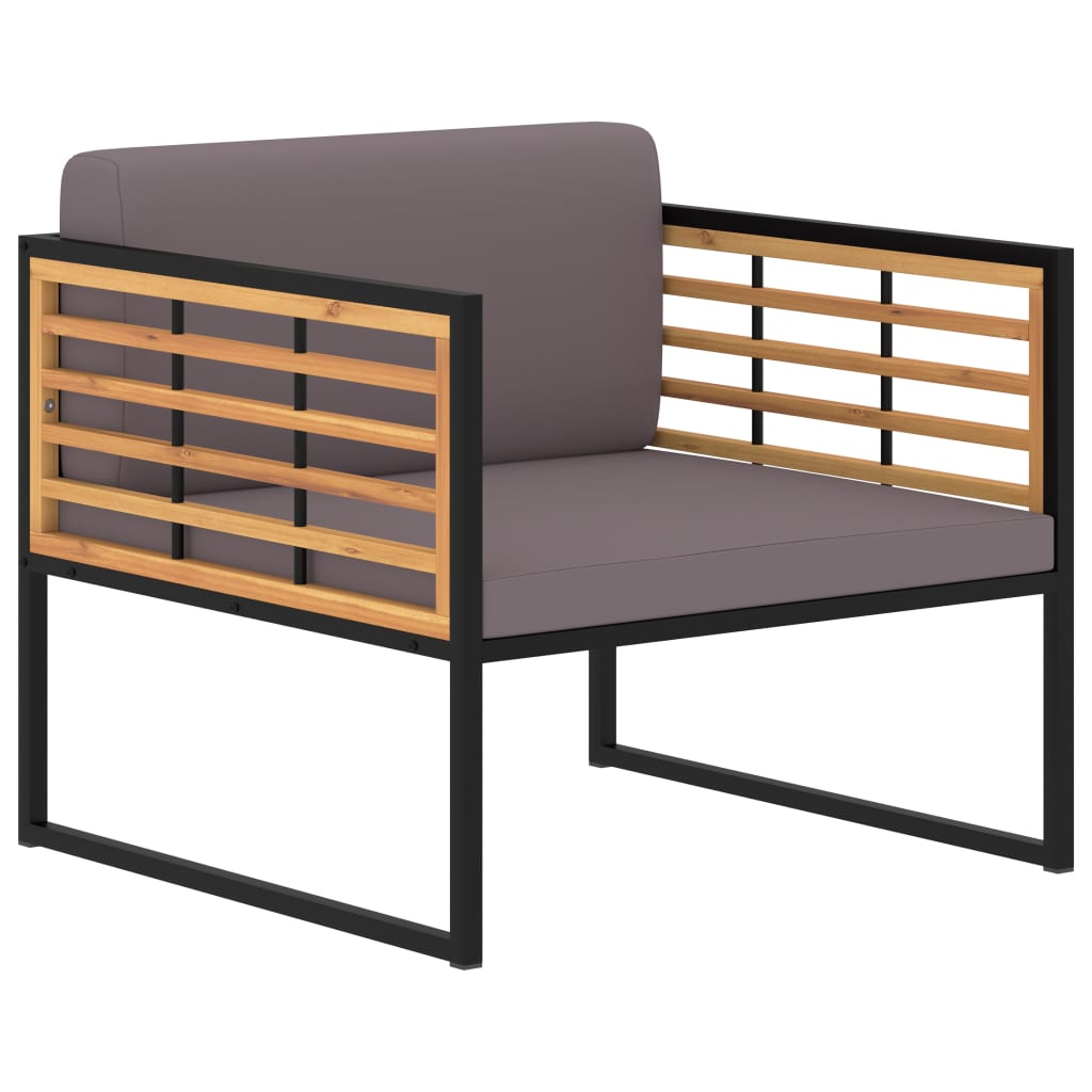 NNEVL Garden Chairs with Cushions 2 pcs Solid Acacia Wood Dark Grey-0
