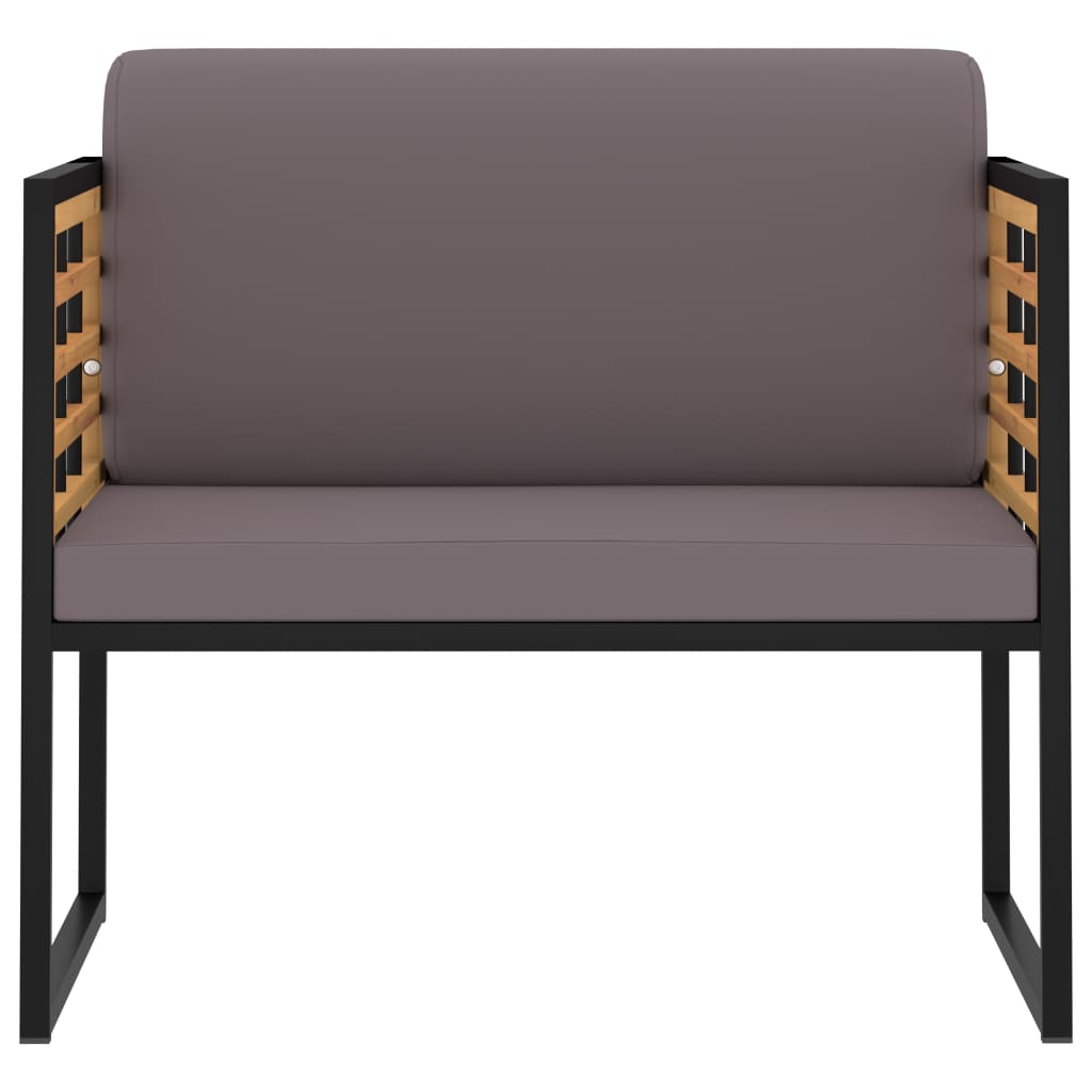 NNEVL Garden Chairs with Cushions 2 pcs Solid Acacia Wood Dark Grey-1