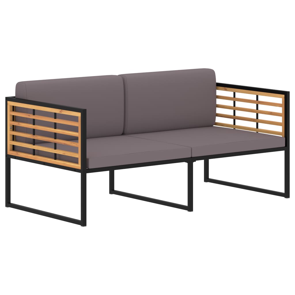 NNEVL Garden Bench with Cushions 136 cm Solid Acacia Wood Dark Grey-0
