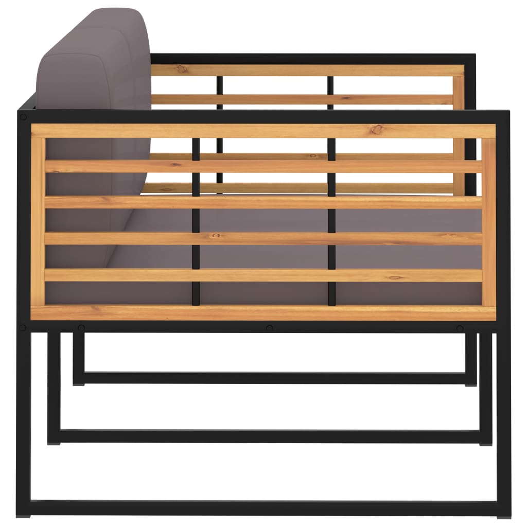 NNEVL Garden Bench with Cushions 136 cm Solid Acacia Wood Dark Grey-1