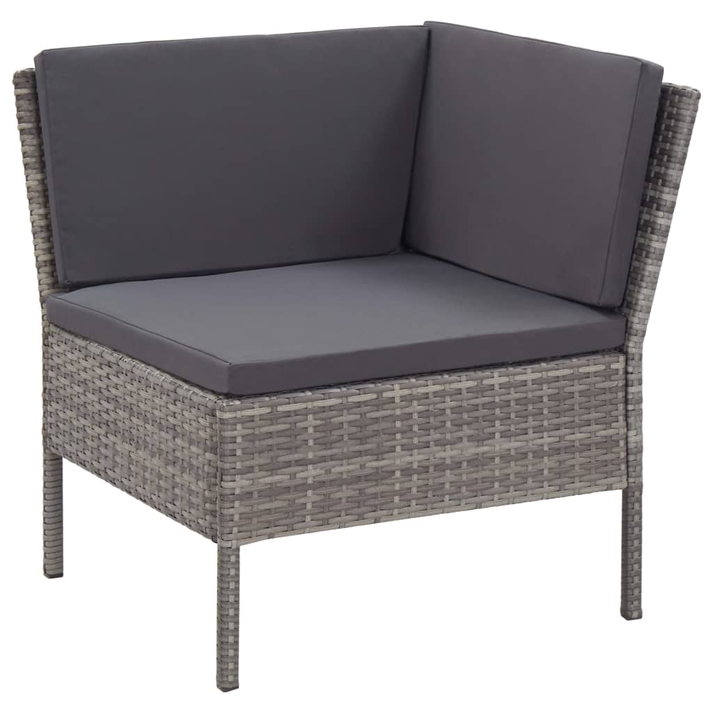 NNEVL 6 Piece Garden Lounge Set with Cushions Poly Rattan Grey-2
