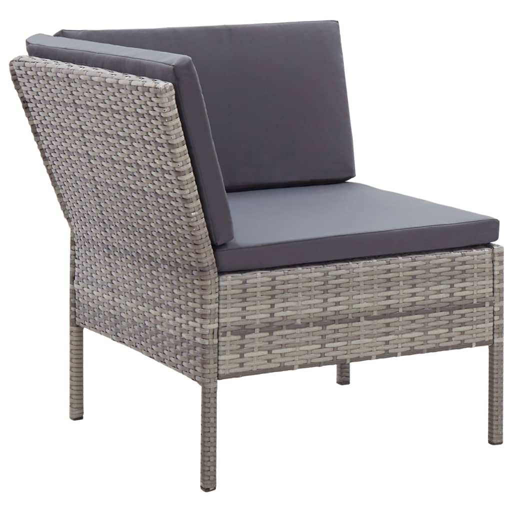 NNEVL 6 Piece Garden Lounge Set with Cushions Poly Rattan Grey-3