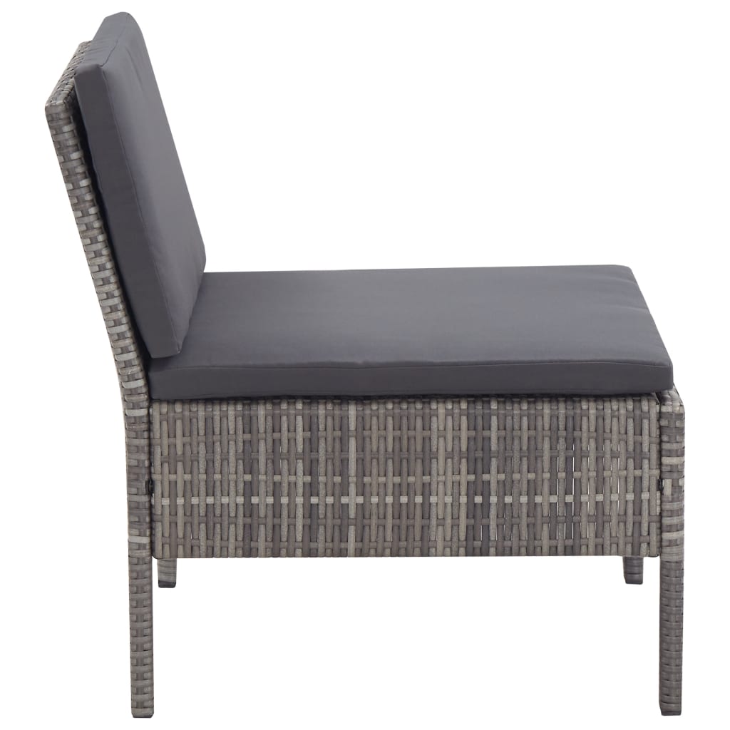 NNEVL 3 Piece Garden Lounge Set with Cushions Poly Rattan Grey-4