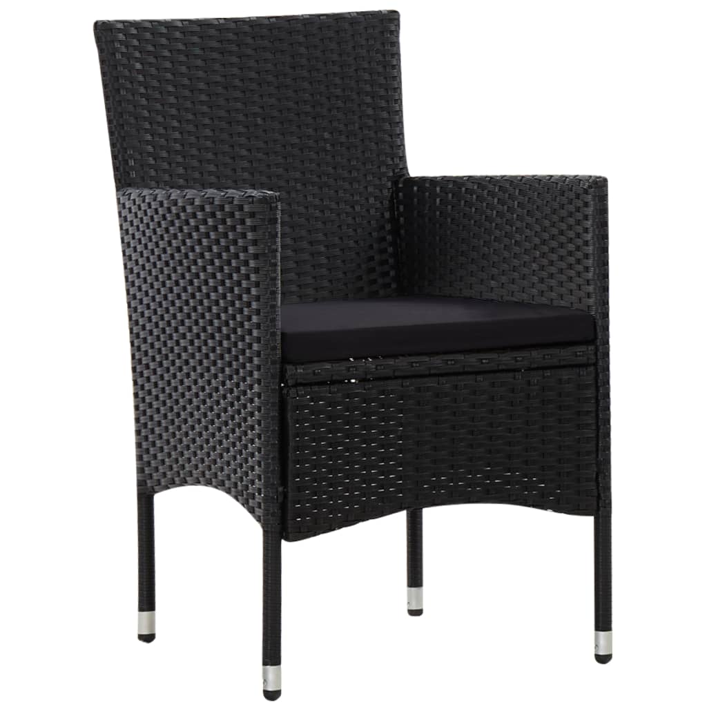 NNEVL 4 Piece Garden Lounge Set with Cushions Poly Rattan Black-4