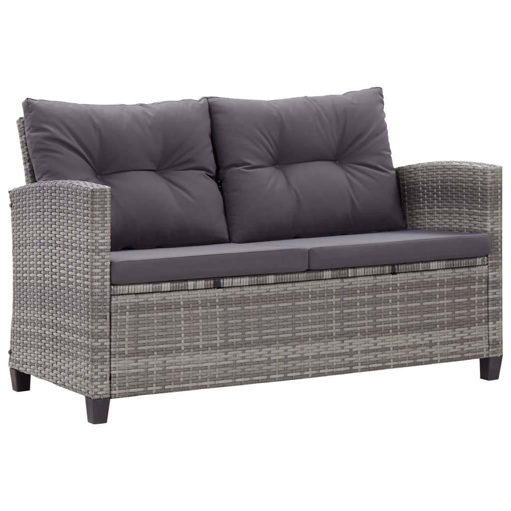 NNEVL 6 Piece Garden Sofa Set with Cushions Poly Rattan Dark Grey-1