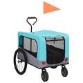 NNEVL 2-in-1 Pet Bike Trailer and Jogging Stroller Blue and Grey-0