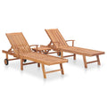NNEVL Sun Loungers 2 pcs with Table Solid Teak Wood-0