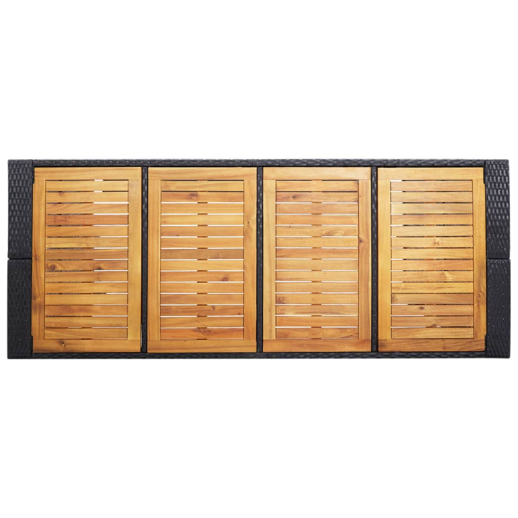 NNEVL 9 Piece Outdoor Bar Set Poly Rattan and Acacia Wood Black-4