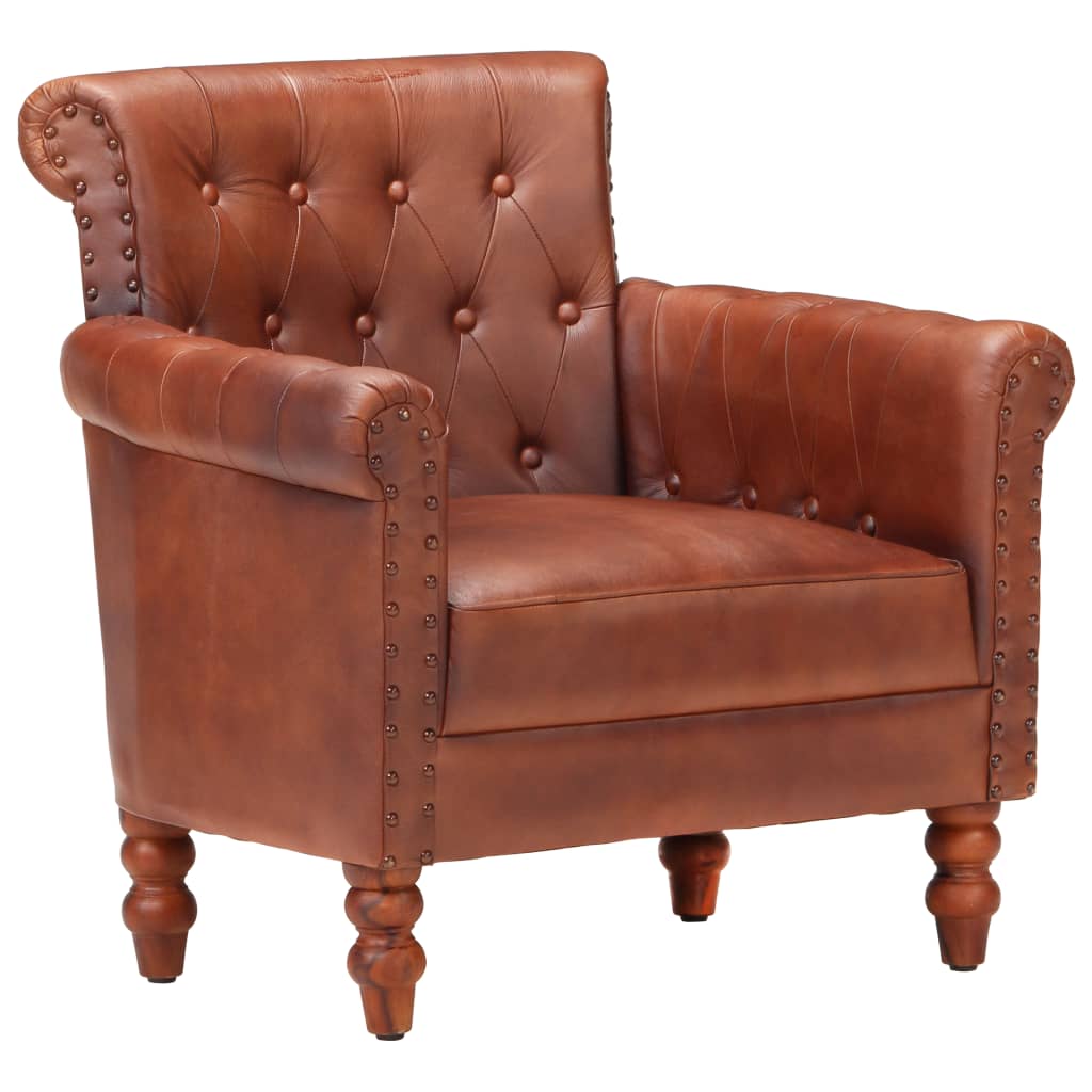 NNEVL Armchair Brown Real Goat Leather-0