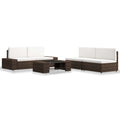 NNEVL 5 Piece Garden Lounge Set Poly Rattan Brown-0