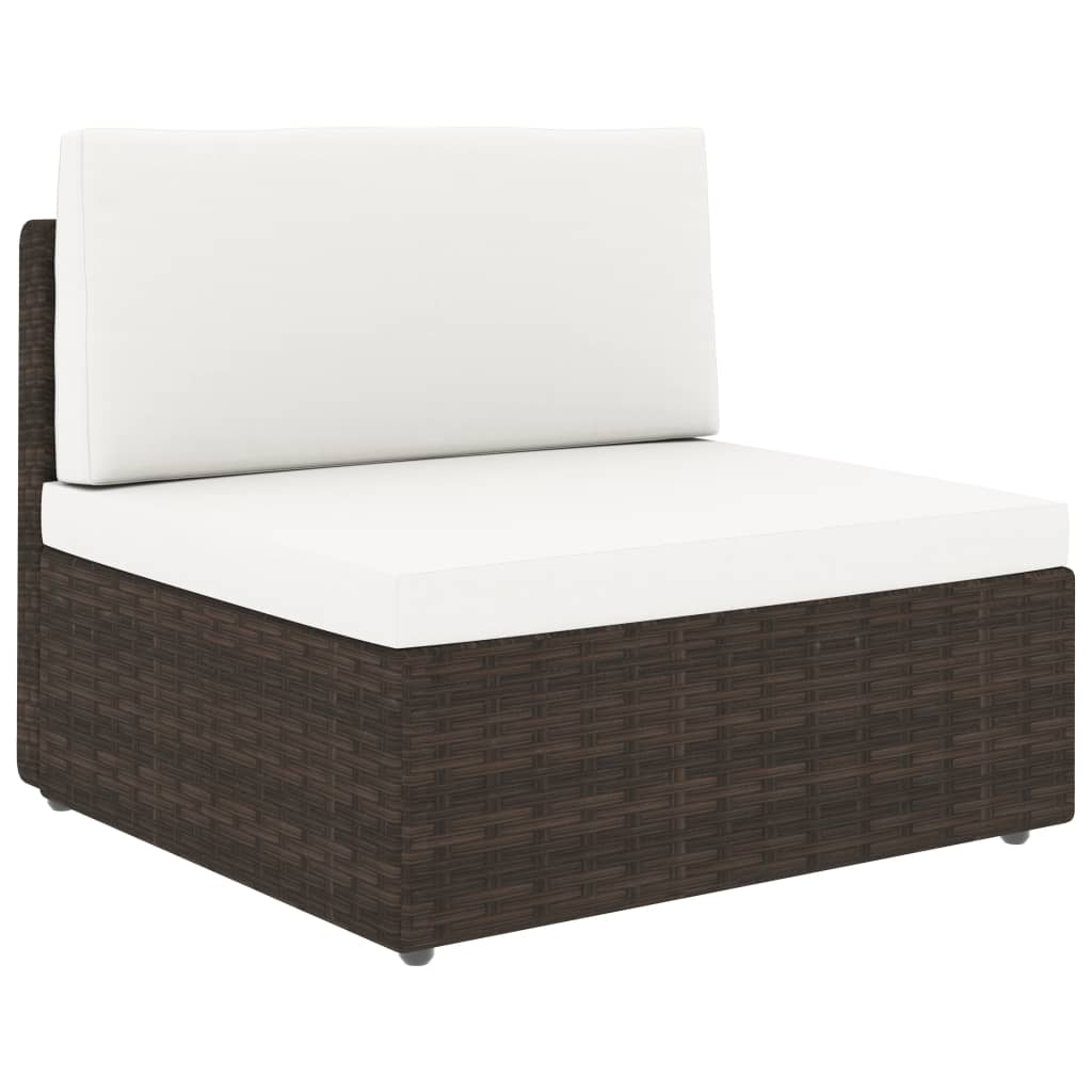 NNEVL 5 Piece Garden Lounge Set Poly Rattan Brown-3