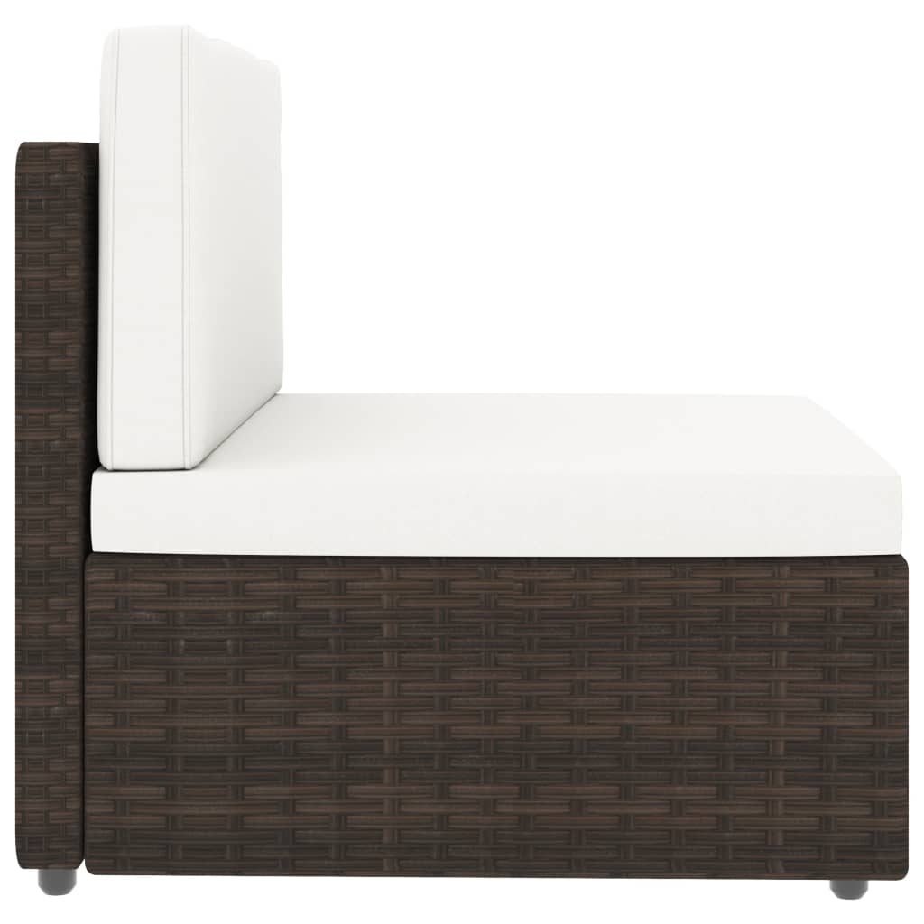 NNEVL 5 Piece Garden Lounge Set Poly Rattan Brown-4