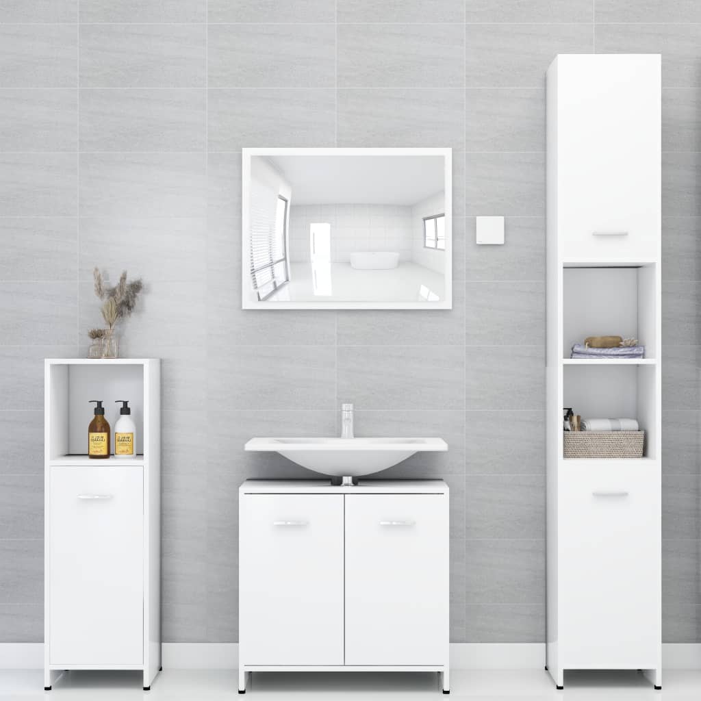 NNEVL Bathroom Cabinet White 30x30x183.5 cm Chipboard-3