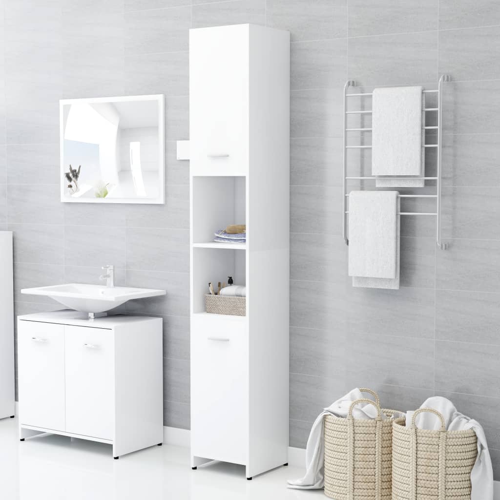 NNEVL Bathroom Cabinet White 30x30x183.5 cm Chipboard-0