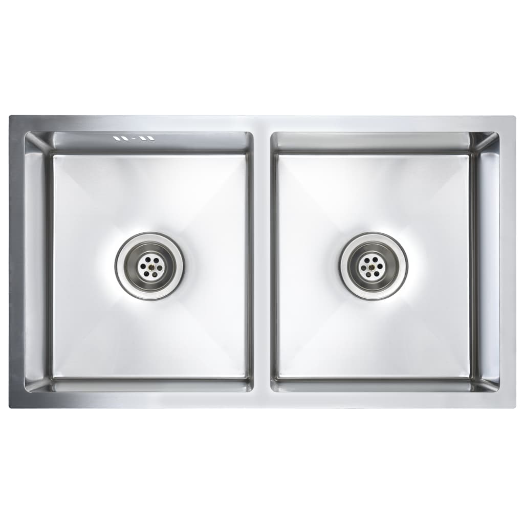 NNEVL Handmade Kitchen Sink with Overflow Hole Stainless Steel-1