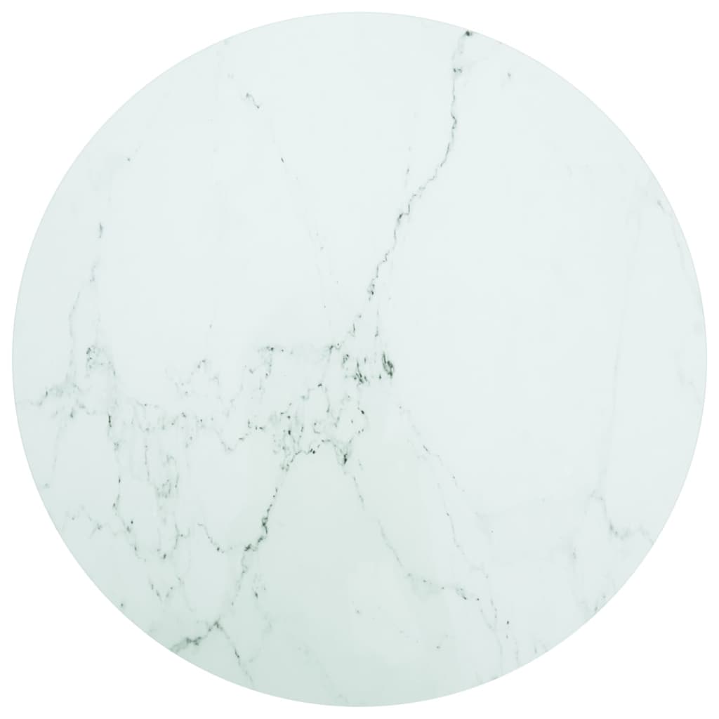 NNEVL Table Top White Ø80x1 cm Tempered Glass with Marble Design-0