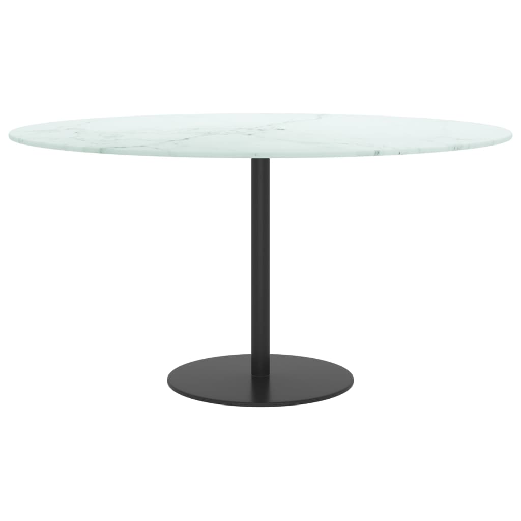 NNEVL Table Top White Ø80x1 cm Tempered Glass with Marble Design-1