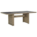 NNEVL Garden Dining Table Brown 200x100x74 cm Glass and Poly Rattan-0