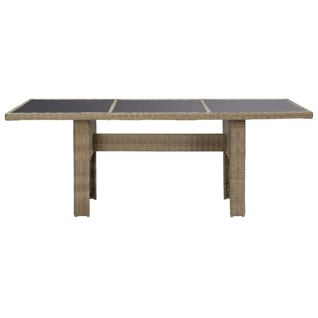 NNEVL Garden Dining Table Brown 200x100x74 cm Glass and Poly Rattan-1