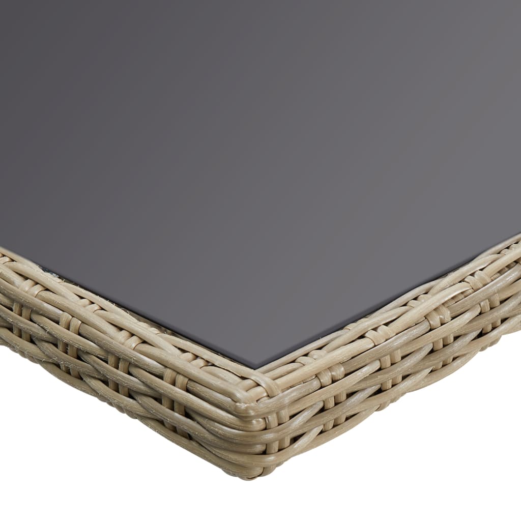 NNEVL Garden Dining Table Brown 200x100x74 cm Glass and Poly Rattan-4