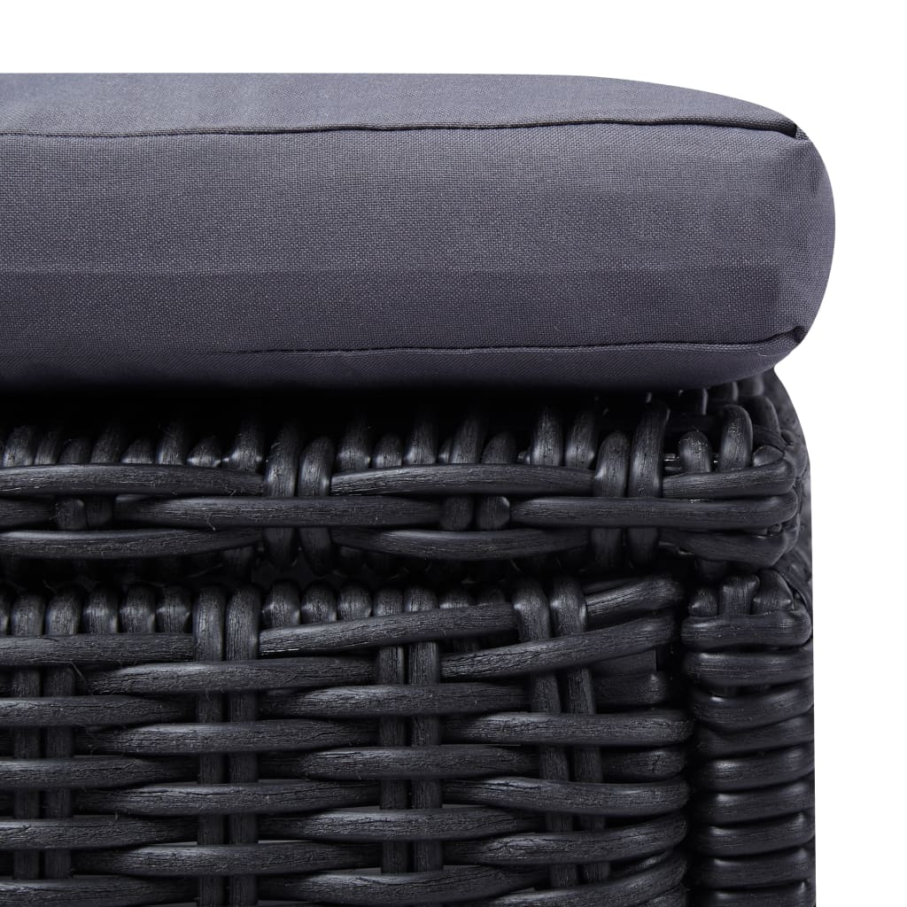 NNEVL Sunlounger Poly Rattan Black and Dark Grey-4
