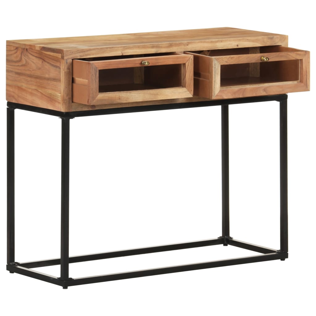 NNEVL Console Table 90x35x76 cm Solid Acacia Wood-2