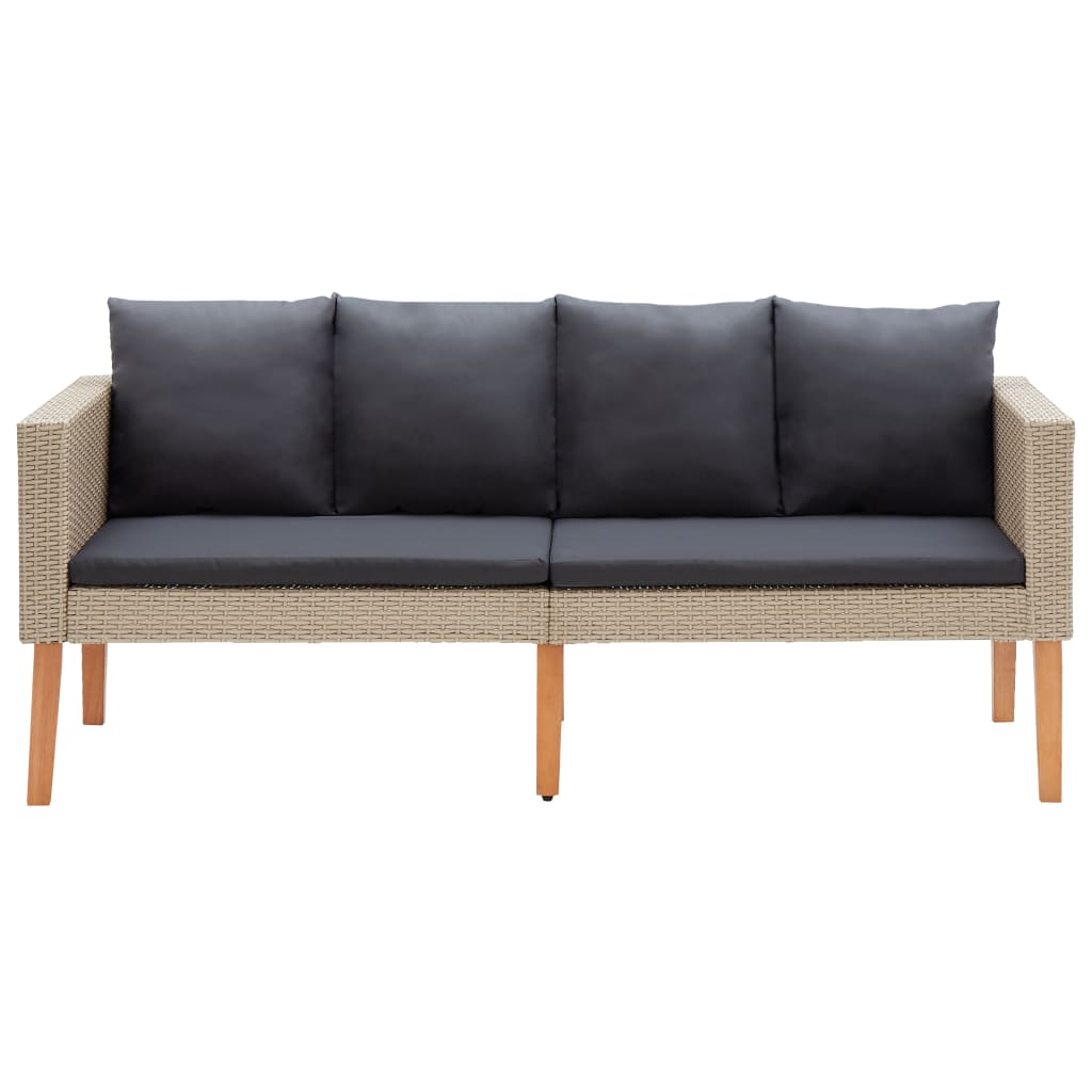 NNEVL 2-Seater Garden Sofa with Cushions Poly Rattan Beige-1