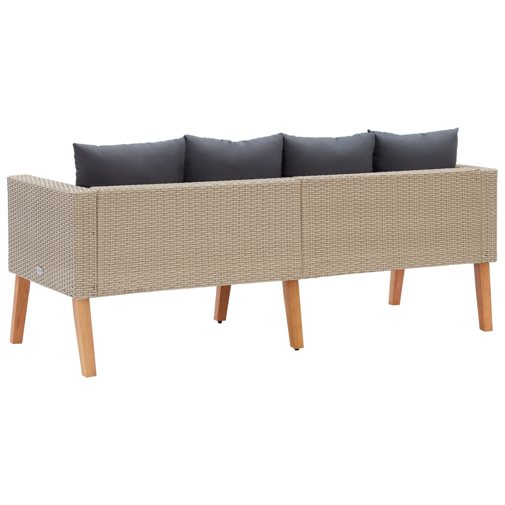 NNEVL 2-Seater Garden Sofa with Cushions Poly Rattan Beige-3