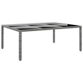 NNEVL Garden Table 200x150x75 cm Tempered Glass and Poly Rattan Grey-0