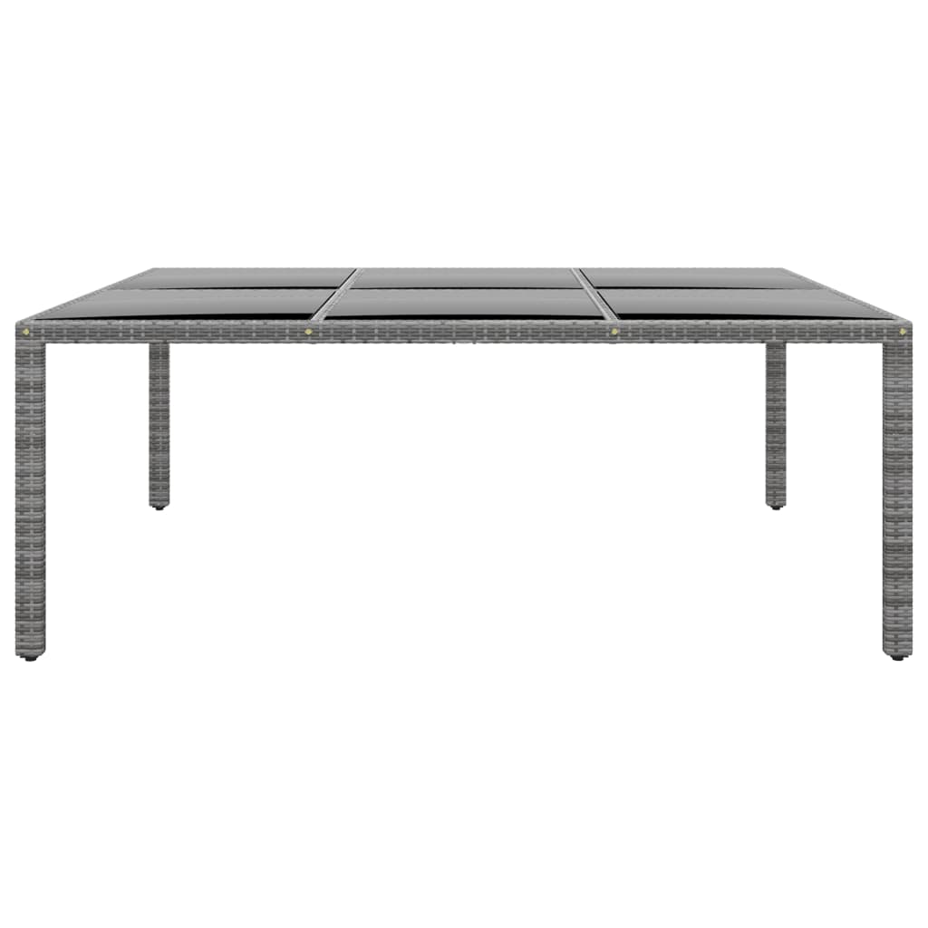 NNEVL Garden Table 200x150x75 cm Tempered Glass and Poly Rattan Grey-1