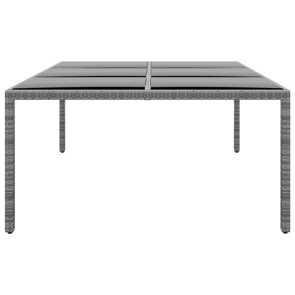 NNEVL Garden Table 200x150x75 cm Tempered Glass and Poly Rattan Grey-2