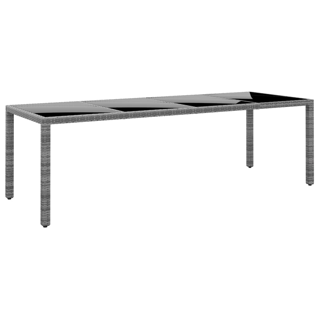 NNEVL Garden Table 250x100x75 cm Tempered Glass and Poly Rattan Grey-0