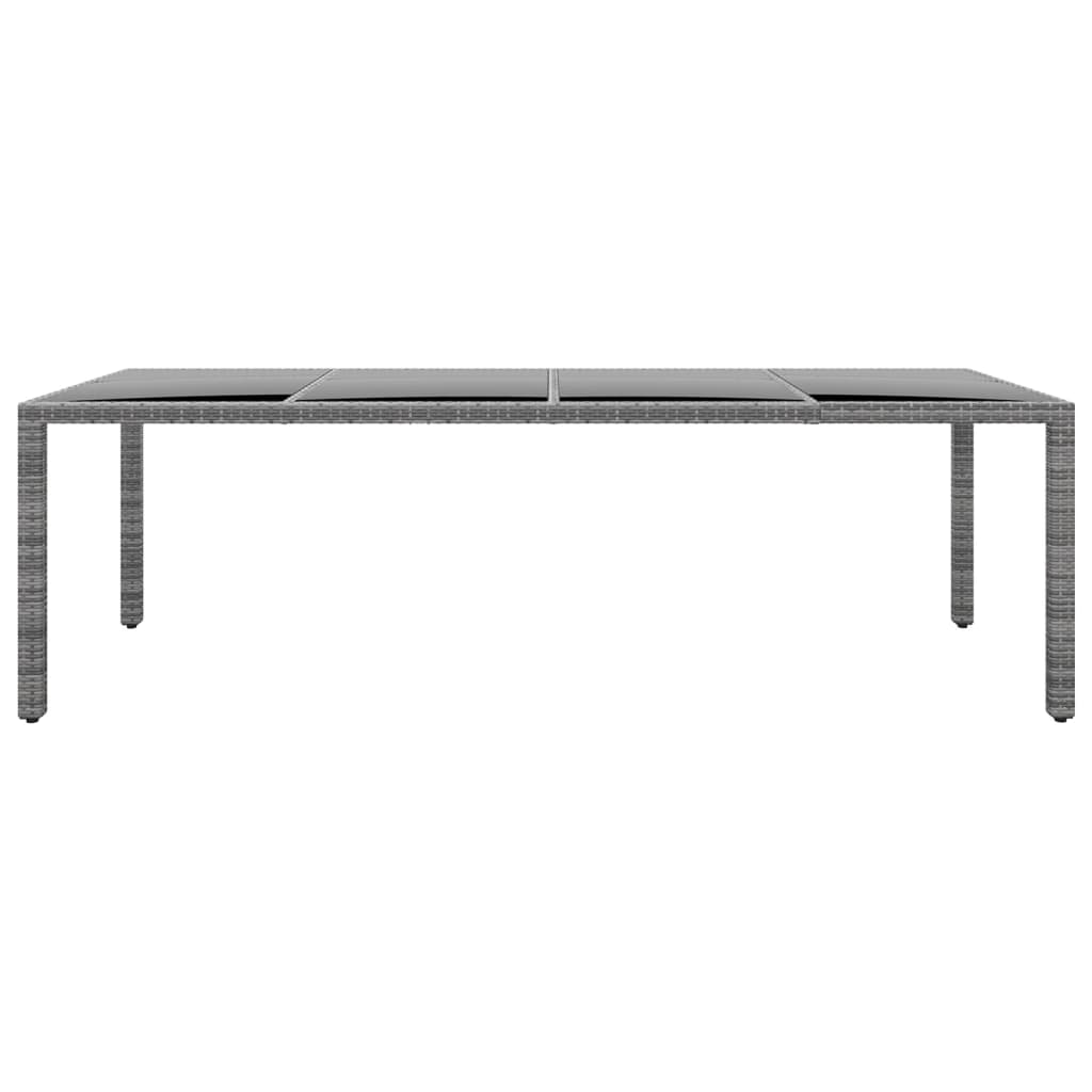 NNEVL Garden Table 250x100x75 cm Tempered Glass and Poly Rattan Grey-1