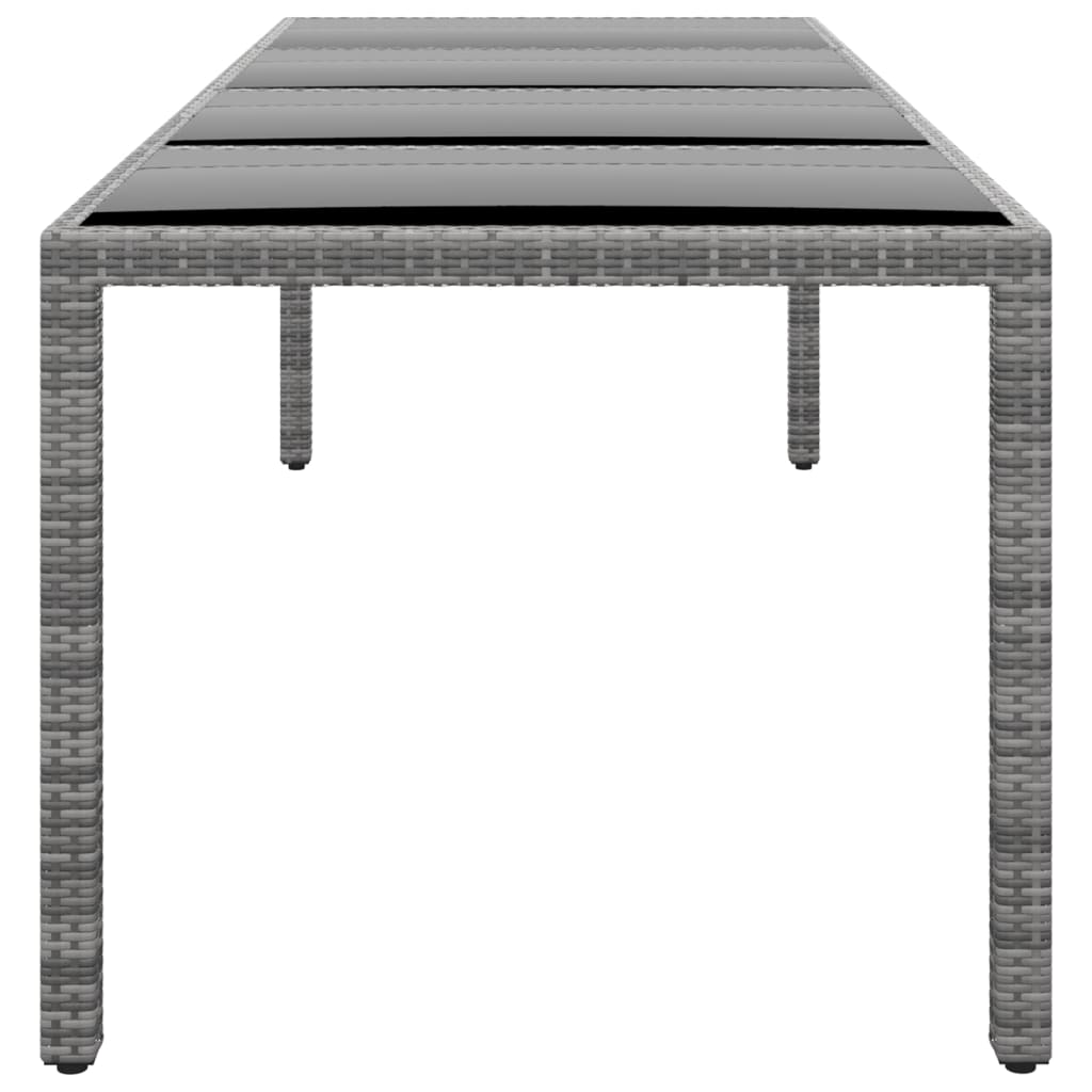 NNEVL Garden Table 250x100x75 cm Tempered Glass and Poly Rattan Grey-2
