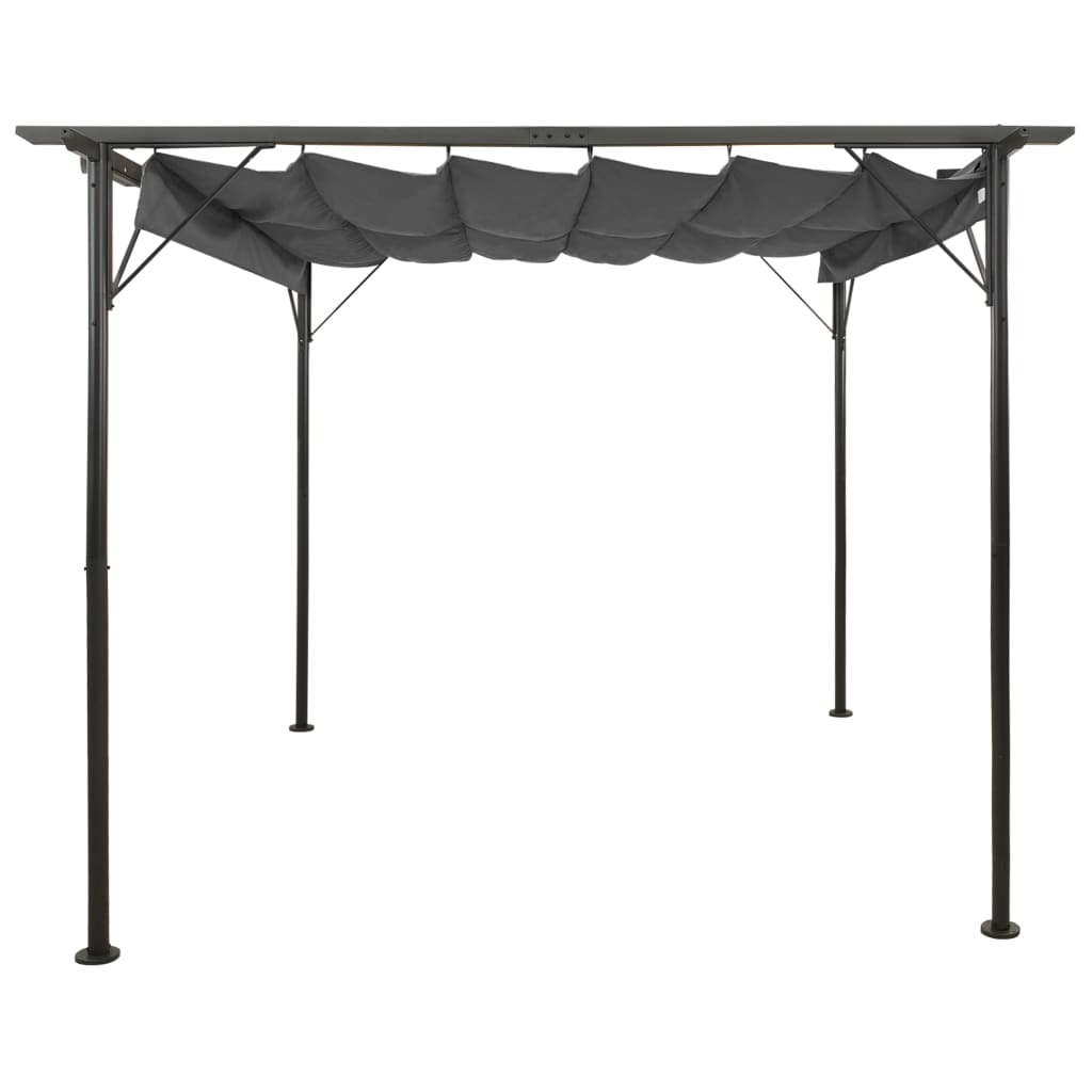 NNEVL Pergola with Retractable Roof Anthracite 3x3 m Steel 180 g/m²-1