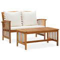 NNEVL 2 Piece Garden Lounge Set with Cushions Solid Acacia Wood-0