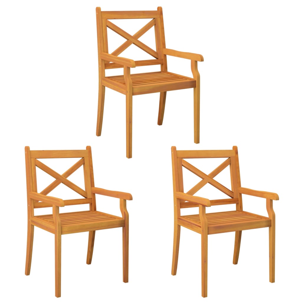 NNEVL Outdoor Dining Chairs 3 pcs Solid Wood Acacia-1