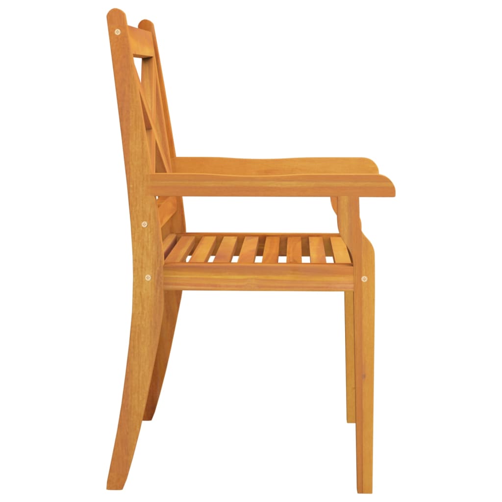 NNEVL Outdoor Dining Chairs 3 pcs Solid Wood Acacia-4