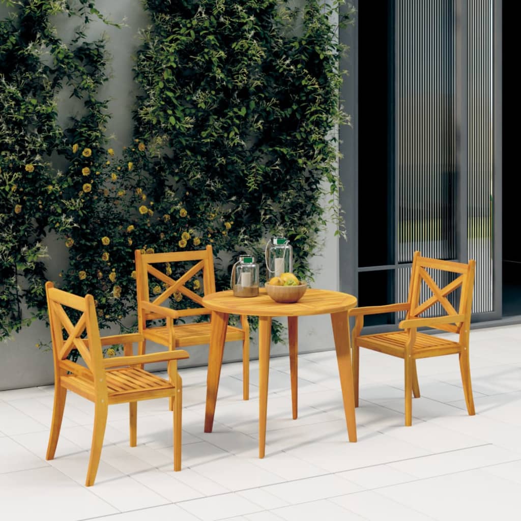 NNEVL Outdoor Dining Chairs 3 pcs Solid Wood Acacia-0