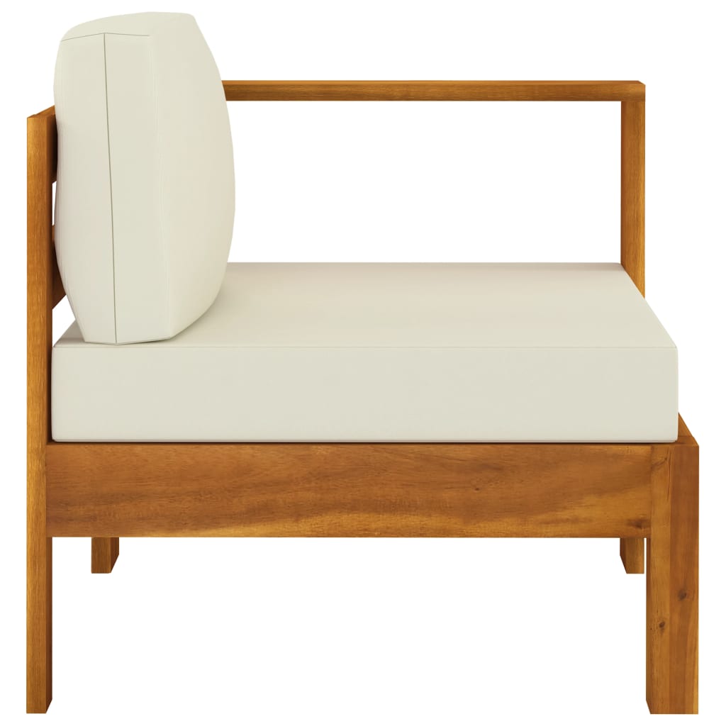 NNEVL Middle Sofa with 1 Armrest Cream White Solid Acacia Wood-2