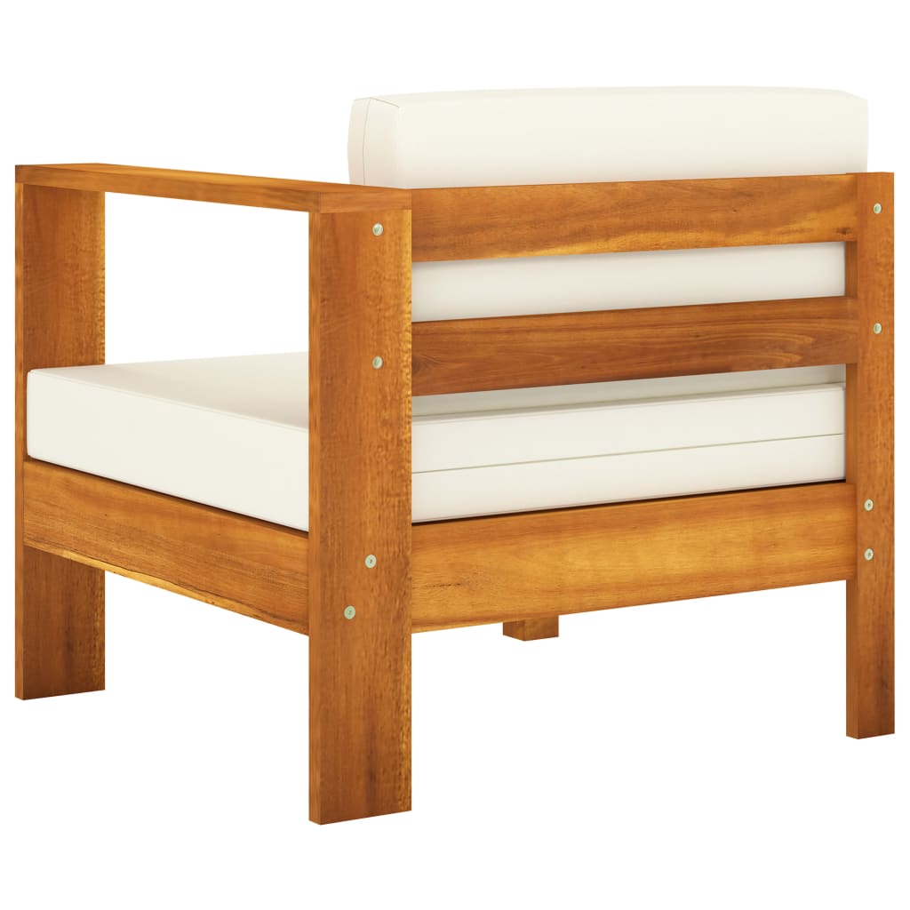 NNEVL Middle Sofa with 1 Armrest Cream White Solid Acacia Wood-3