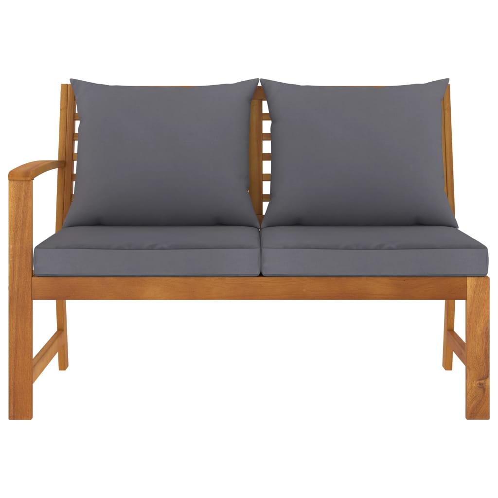 NNEVL Garden Bench 114.5 cm with Dark Grey Cushion Solid Acacia Wood-1