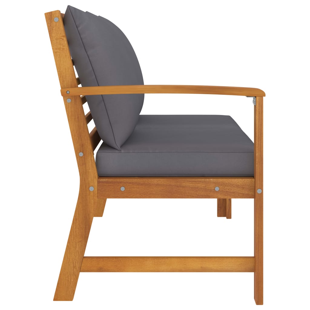 NNEVL Garden Bench 114.5 cm with Dark Grey Cushion Solid Acacia Wood-2