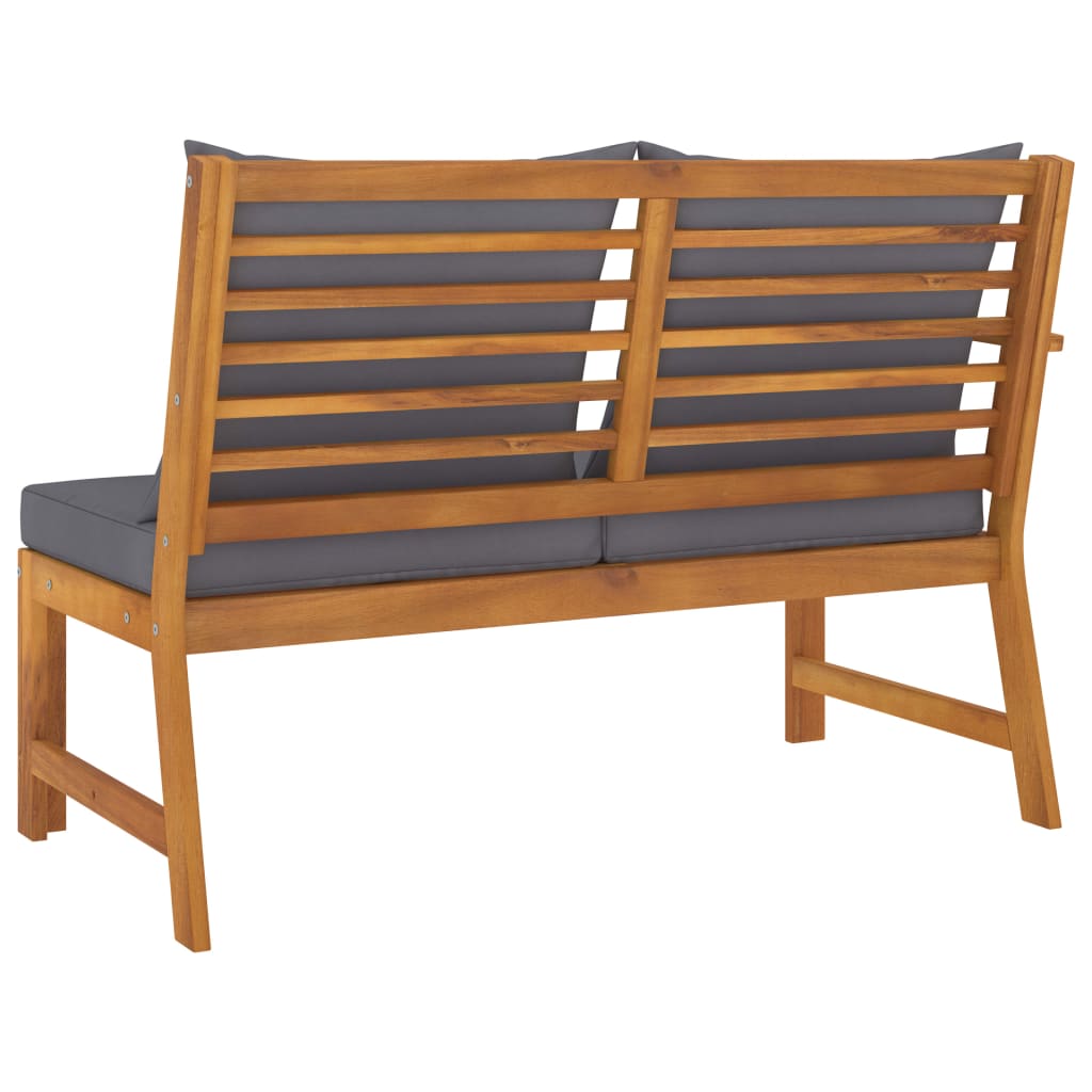 NNEVL Garden Bench 114.5 cm with Dark Grey Cushion Solid Acacia Wood-3