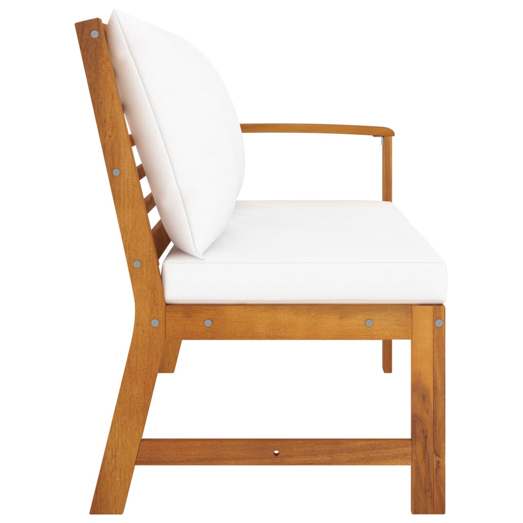 NNEVL Garden Bench 114.5 cm with Cream Cushion Solid Acacia Wood-2
