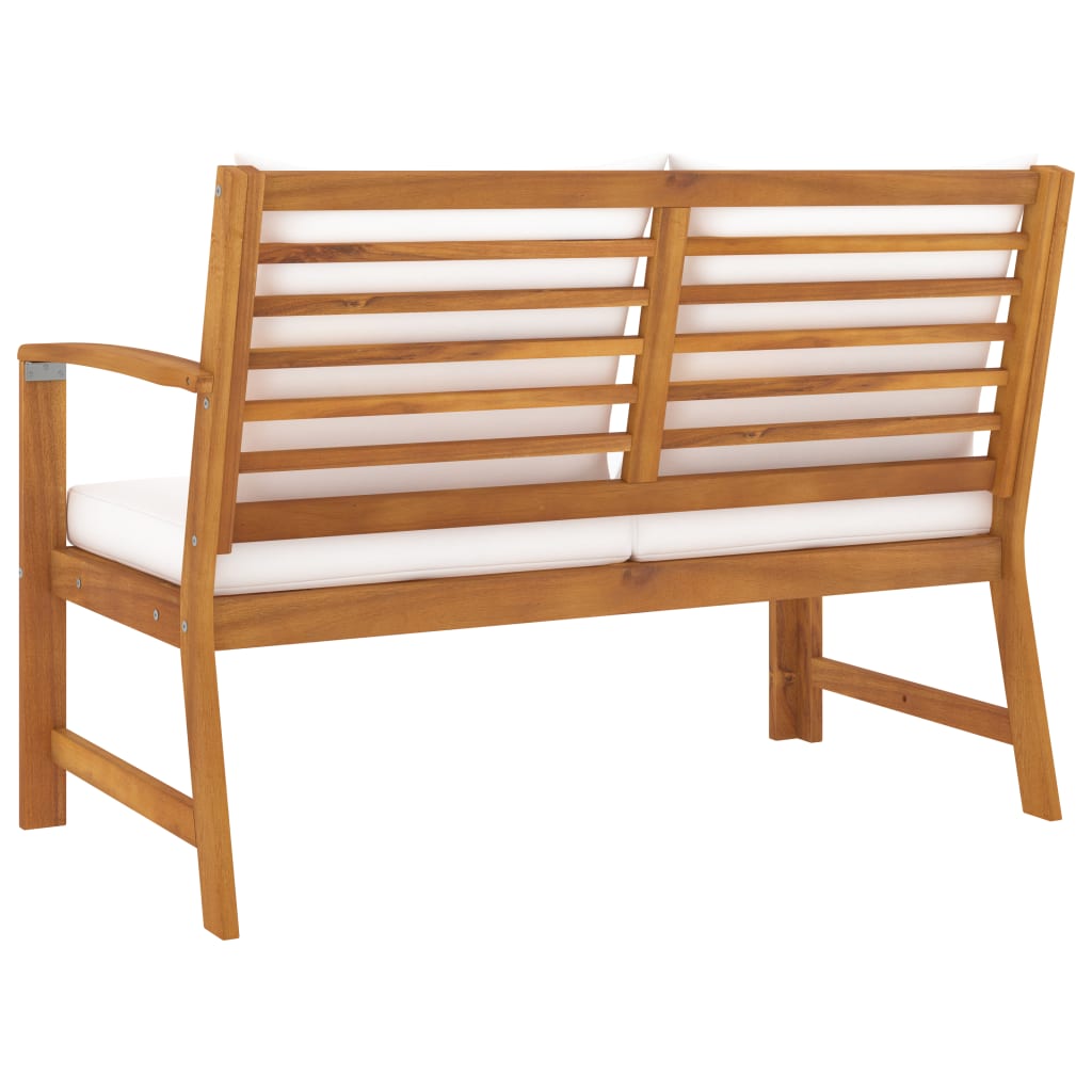 NNEVL Garden Bench 114.5 cm with Cream Cushion Solid Acacia Wood-3