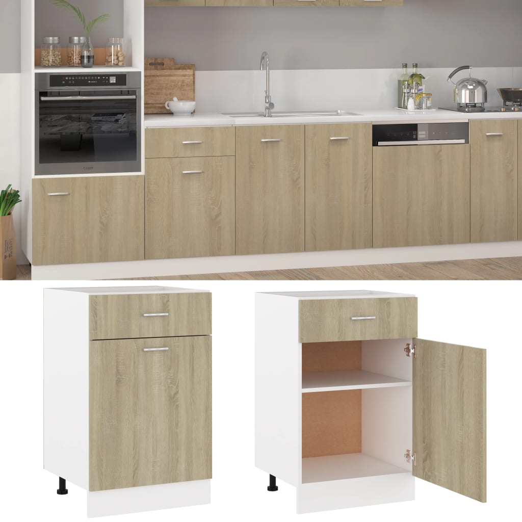 NNEVL Drawer Bottom Cabinet Sonoma Oak 50x46x81.5 cm Chipboard-1