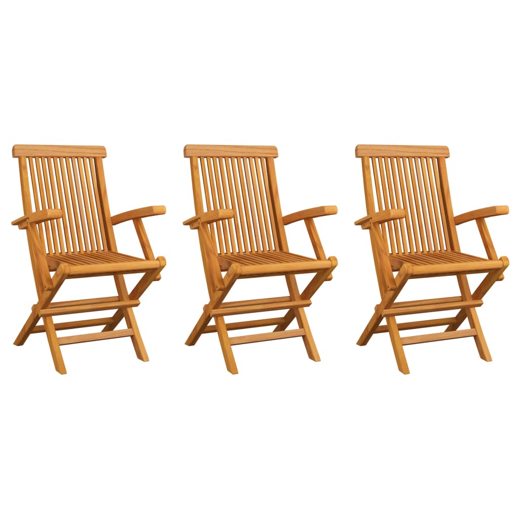 NNEVL Garden Chairs 3 pcs Solid Teak Wood-0