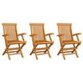 NNEVL Garden Chairs 3 pcs Solid Teak Wood-0